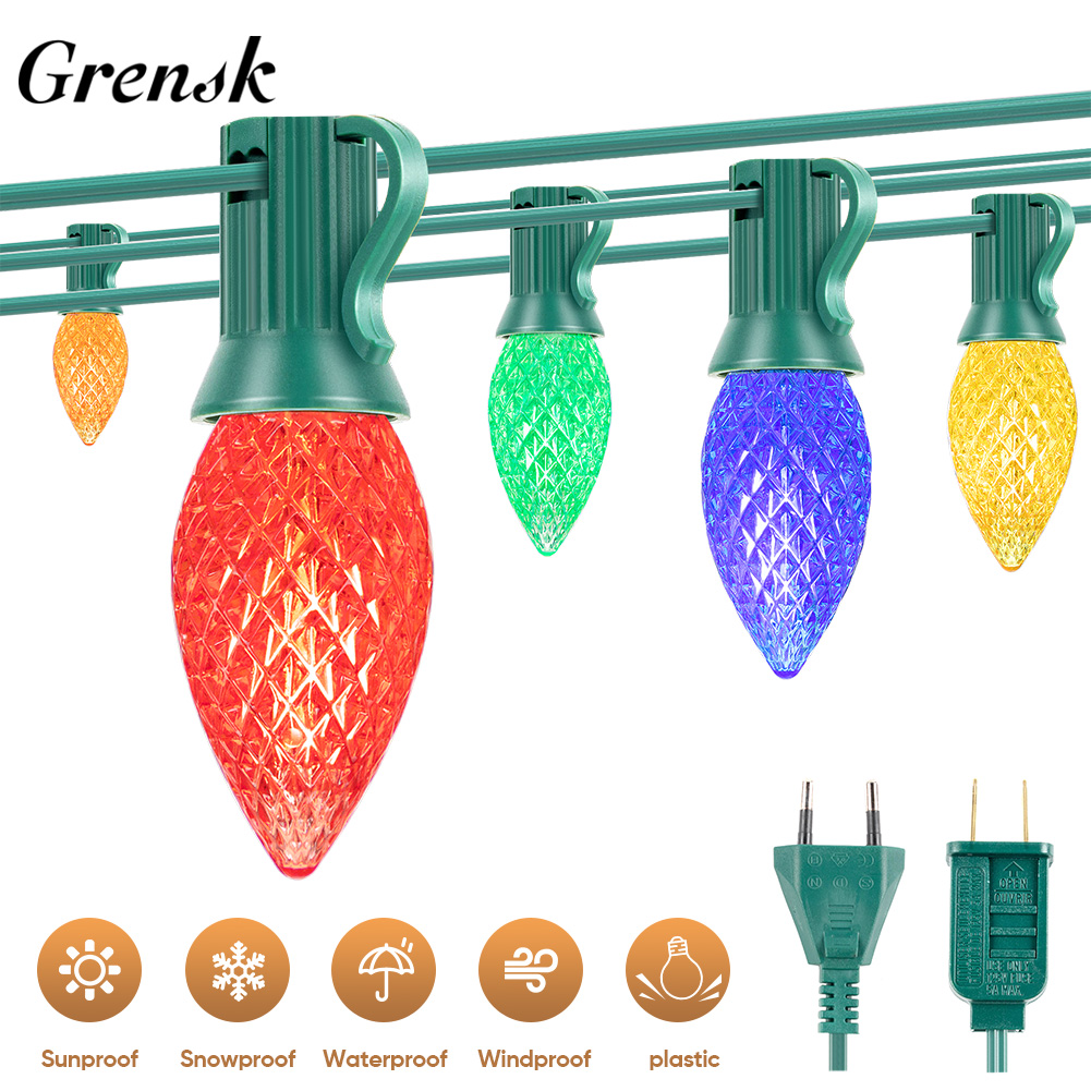 Outdoor Lighting Pathway - Waterproof C7 Garland Light RGB Strawberry