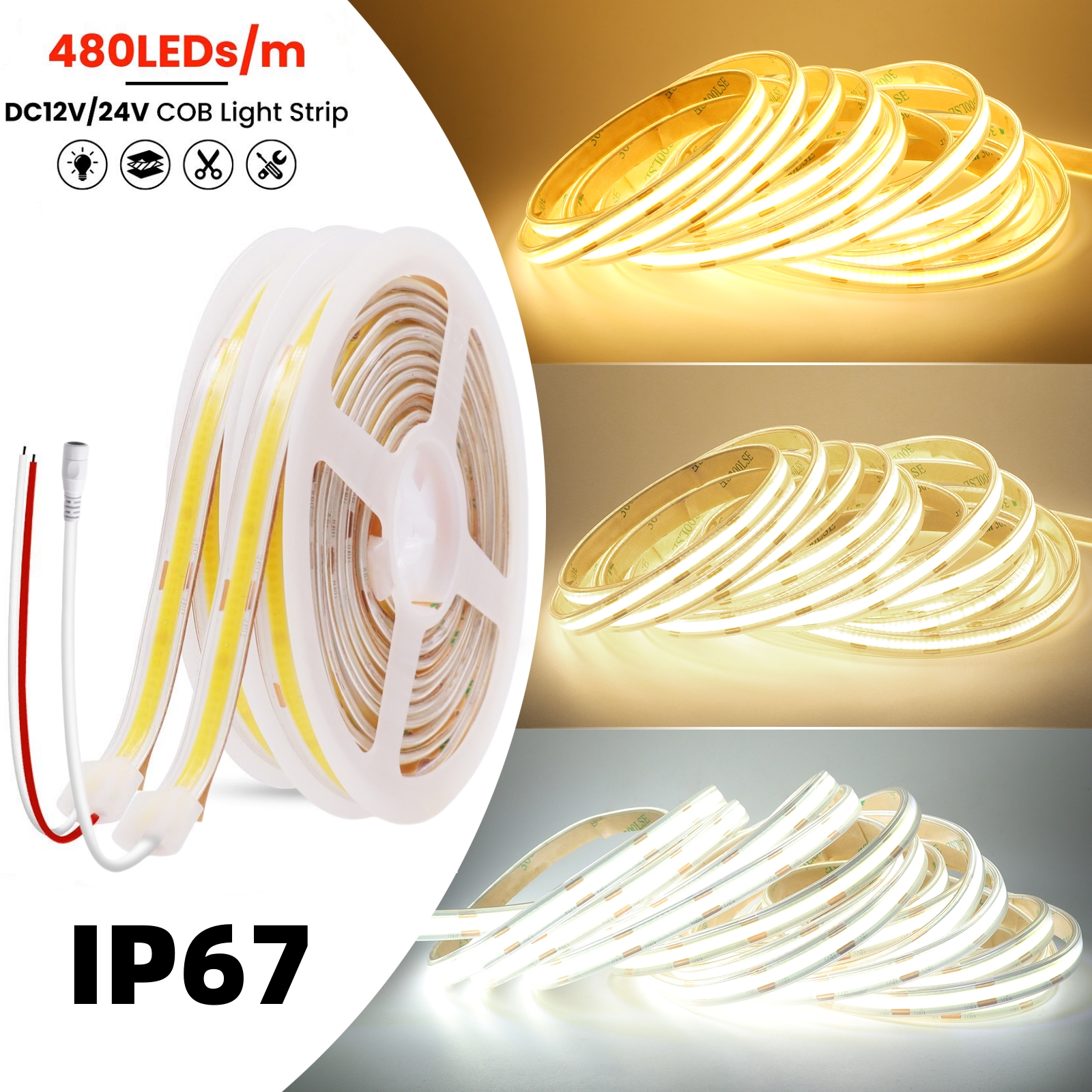 Pond Light Submersible - IP67 COB LED Strip Light DC