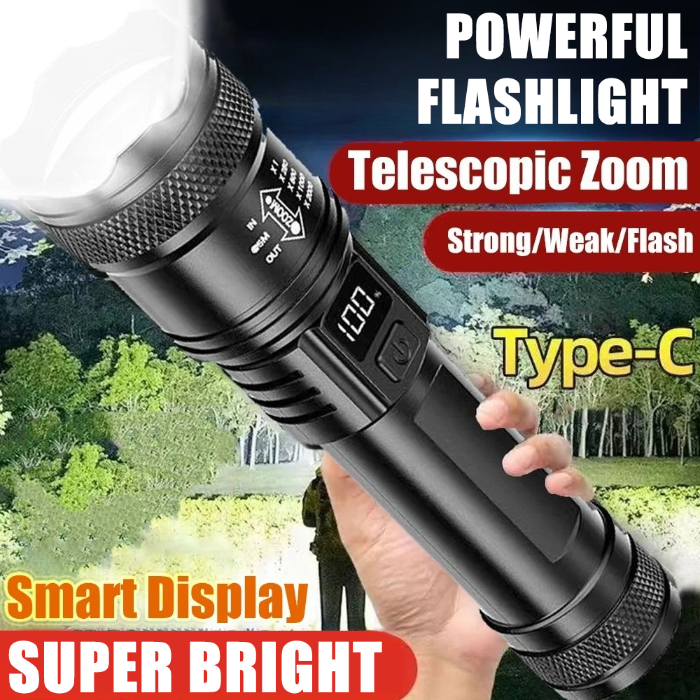 Outdoor Lighting Quality - Rechargeable LED Flashlight Zoomable Torch with