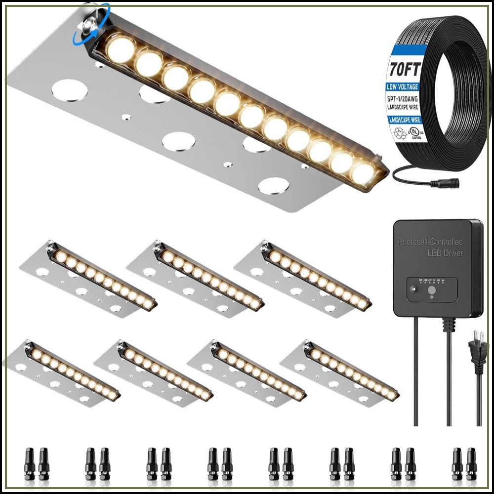 Outdoor Lighting Kit With Transformer - 8 Inch Retaining Wall Lights, 5W
