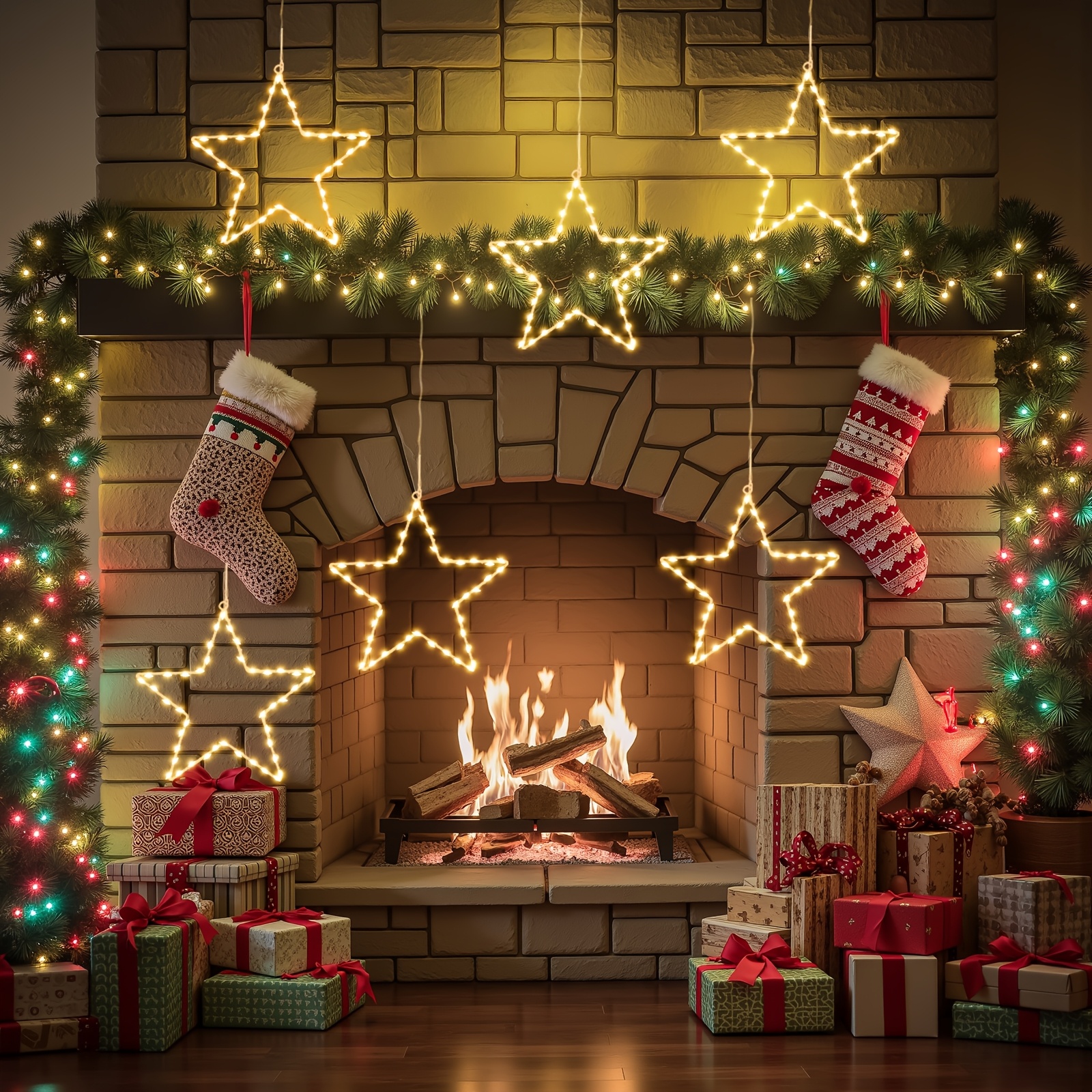 Outdoor Lighting For Christmas - 6/3pcs Battery Operated Hanging Christmas Lights,