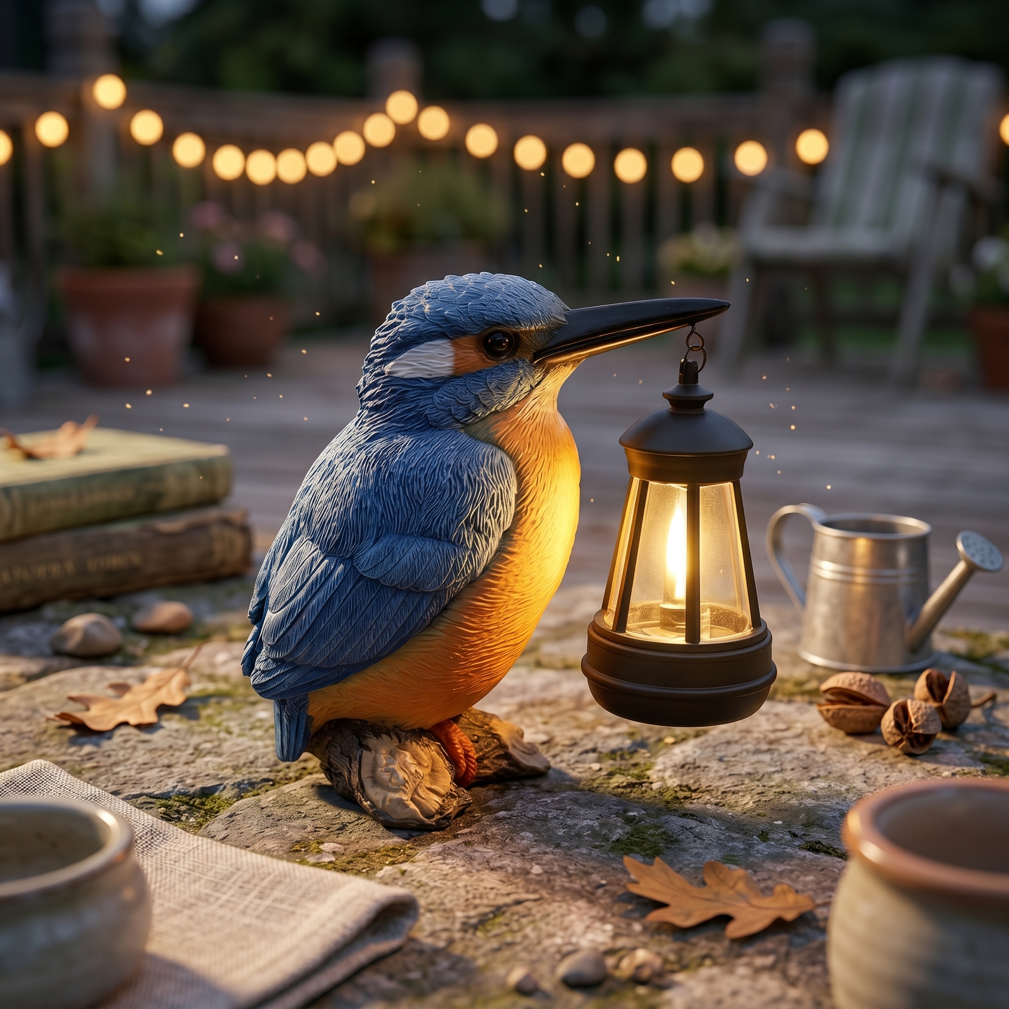 Solar Lantern Hanging - Solar Kingfisher Statue Resin Hanging Lantern
