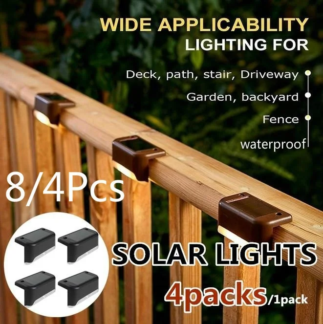 Outdoor Lighting Pathway - 8/6/4/1pcs Solar Stair Street Lamp Eco-Friendly