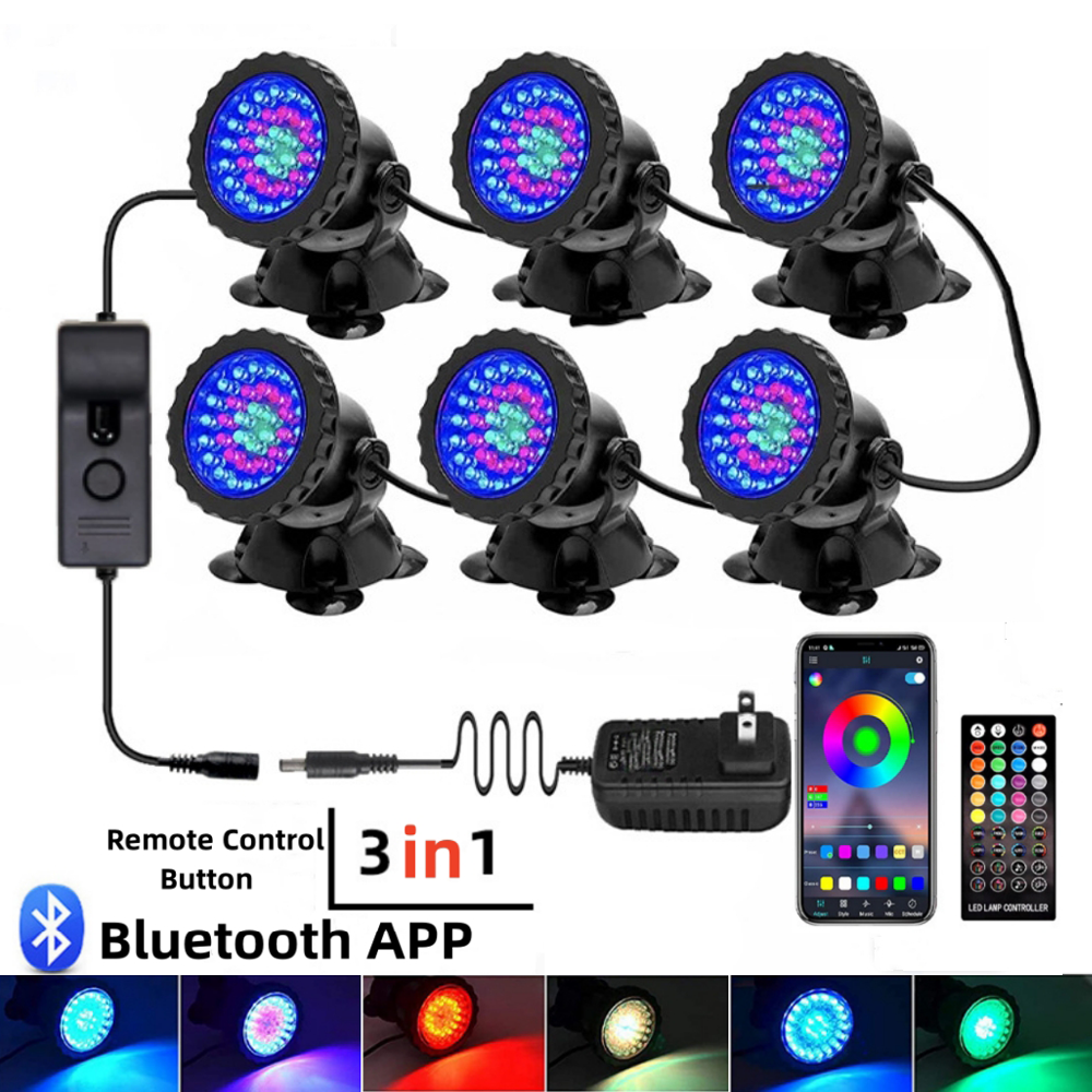 Pond Light Submersible - IP68 Waterproof LED Underwater Light Bluetooth