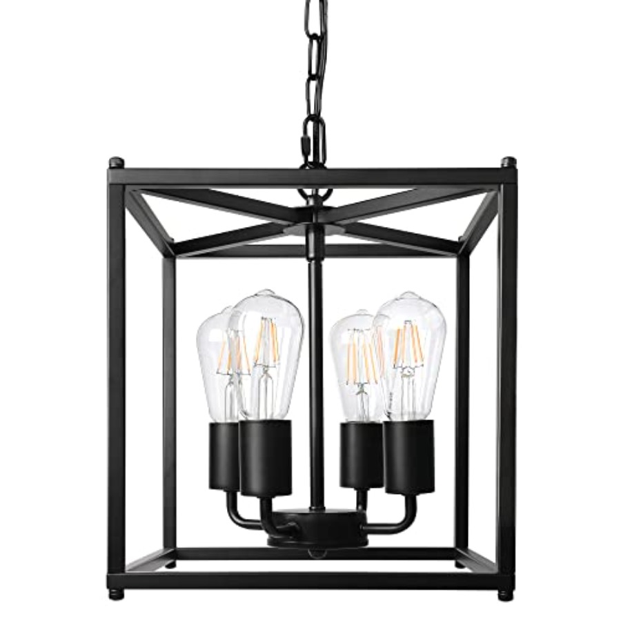4-Light Black Farmhouse Chande - Solar Lantern Hanging 评论和价格
