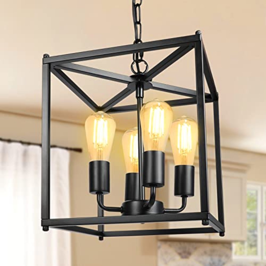4-Light Black Farmhouse Chande - Solar Lantern Hanging 评论和价格