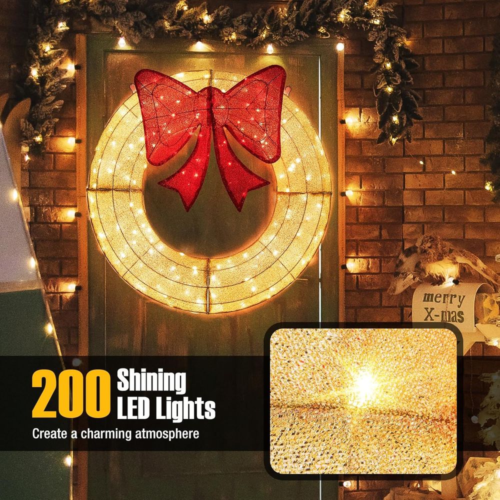 48 Inch Pre-Lit Christmas Wrea - Outdoor Lighting For Christmas 评论和价格