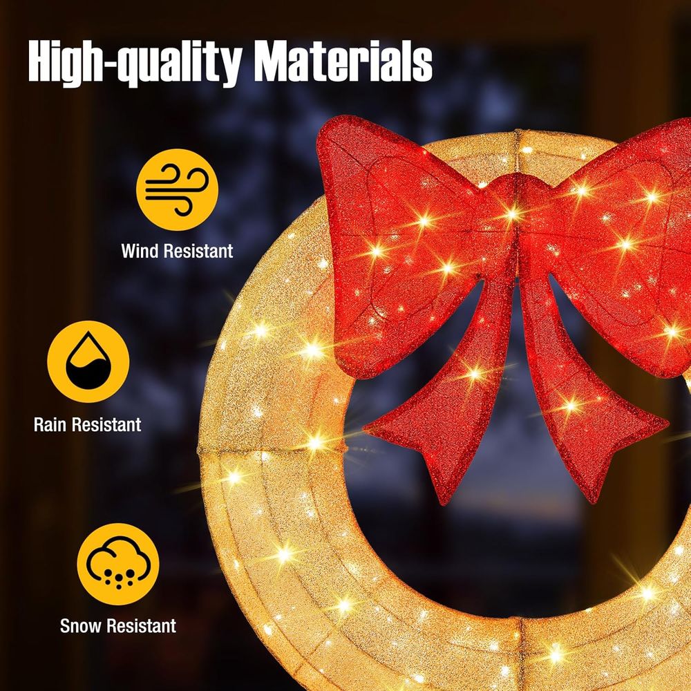 48 Inch Pre-Lit Christmas Wrea - Outdoor Lighting For Christmas 评论和价格