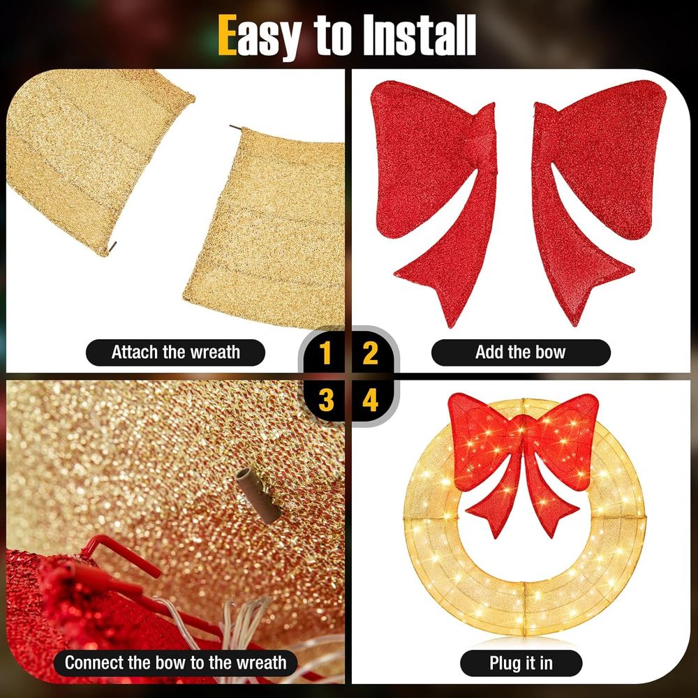 48 Inch Pre-Lit Christmas Wrea - Outdoor Lighting For Christmas 评论和价格