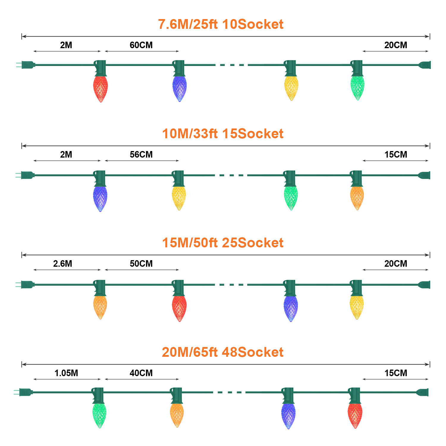 Waterproof C7 Garland Light RG - Outdoor Lighting Pathway 评论和价格