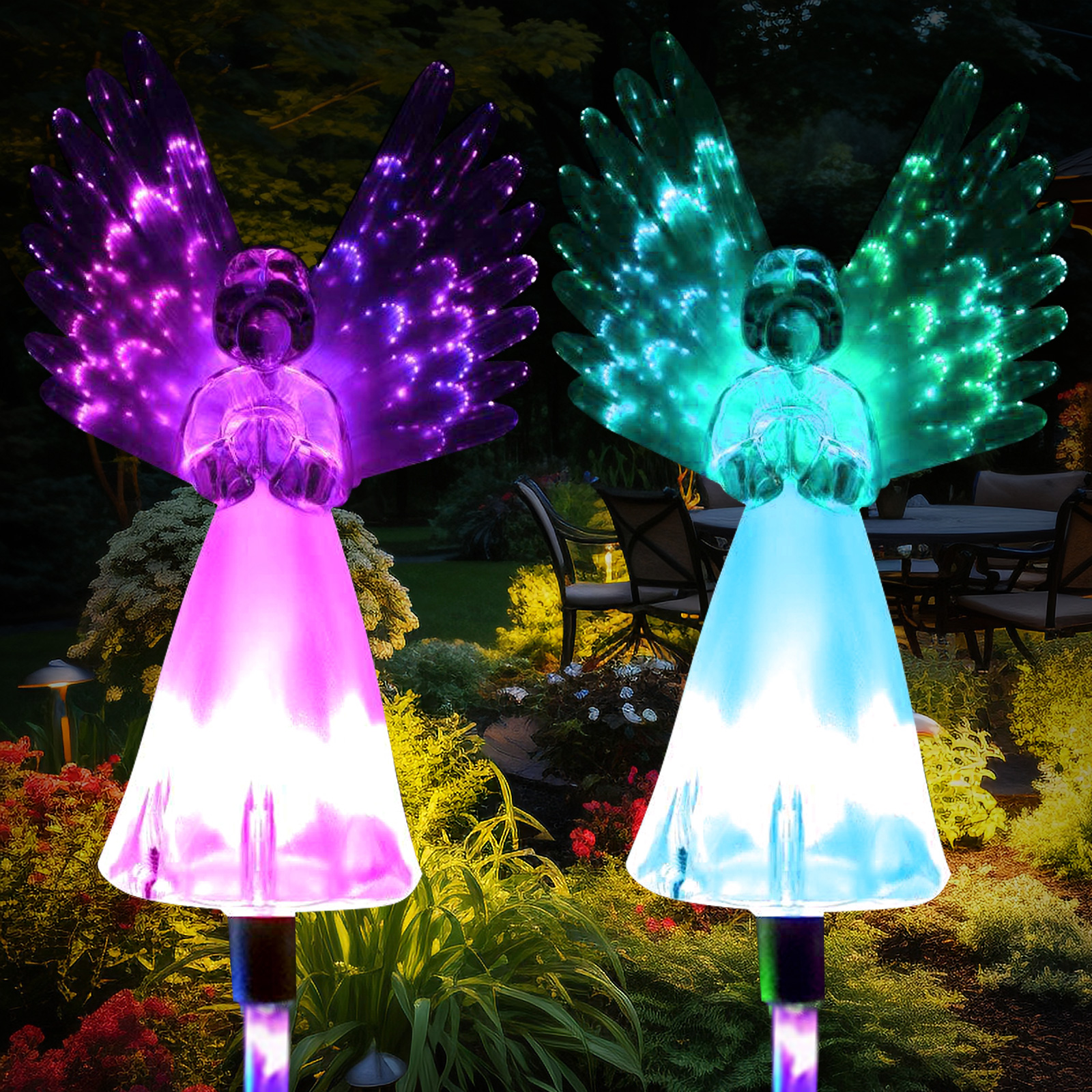 2Pcs Solar Garden Light Angel  - Outdoor Lighting Pathway 评论和价格