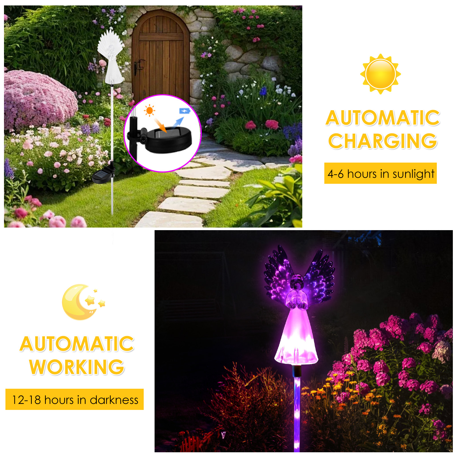 2Pcs Solar Garden Light Angel  - Outdoor Lighting Pathway 评论和价格