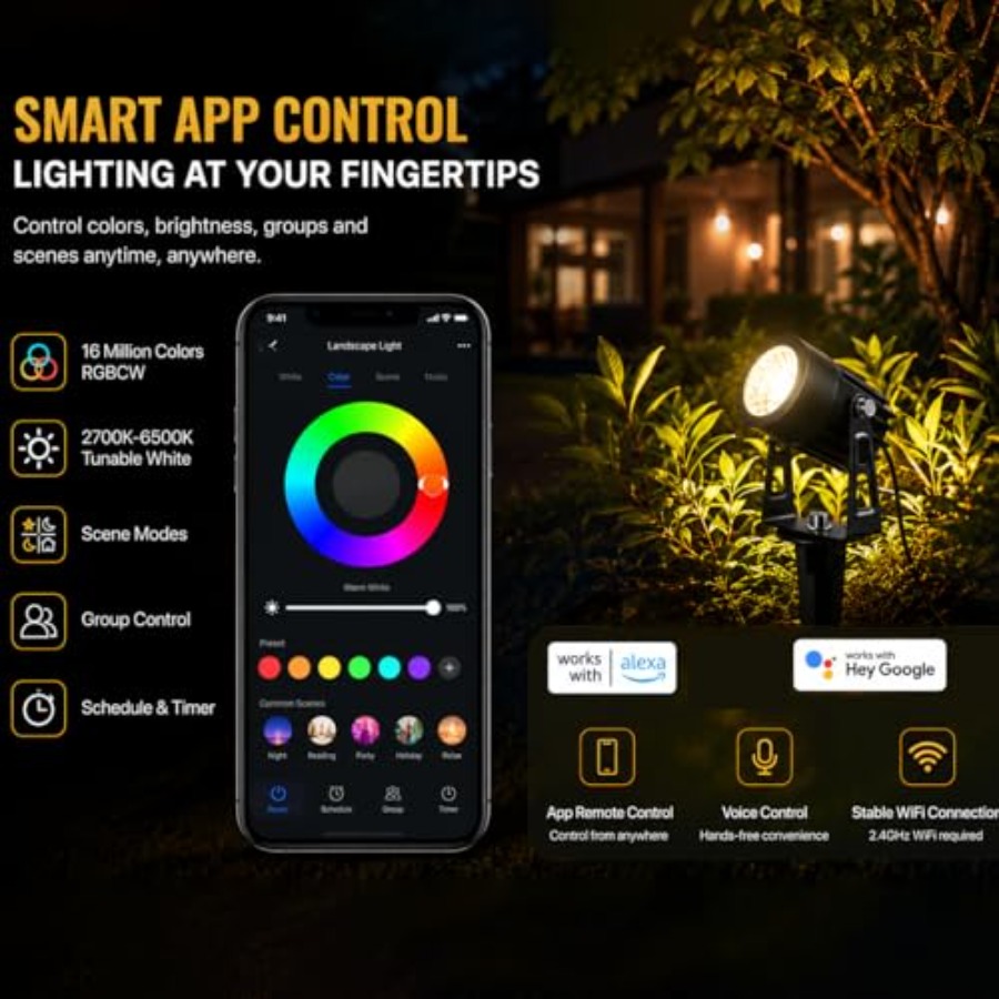 Smart RGBW Landscape Lighting  - Outdoor Lighting Kit With Transformer 评论和价格