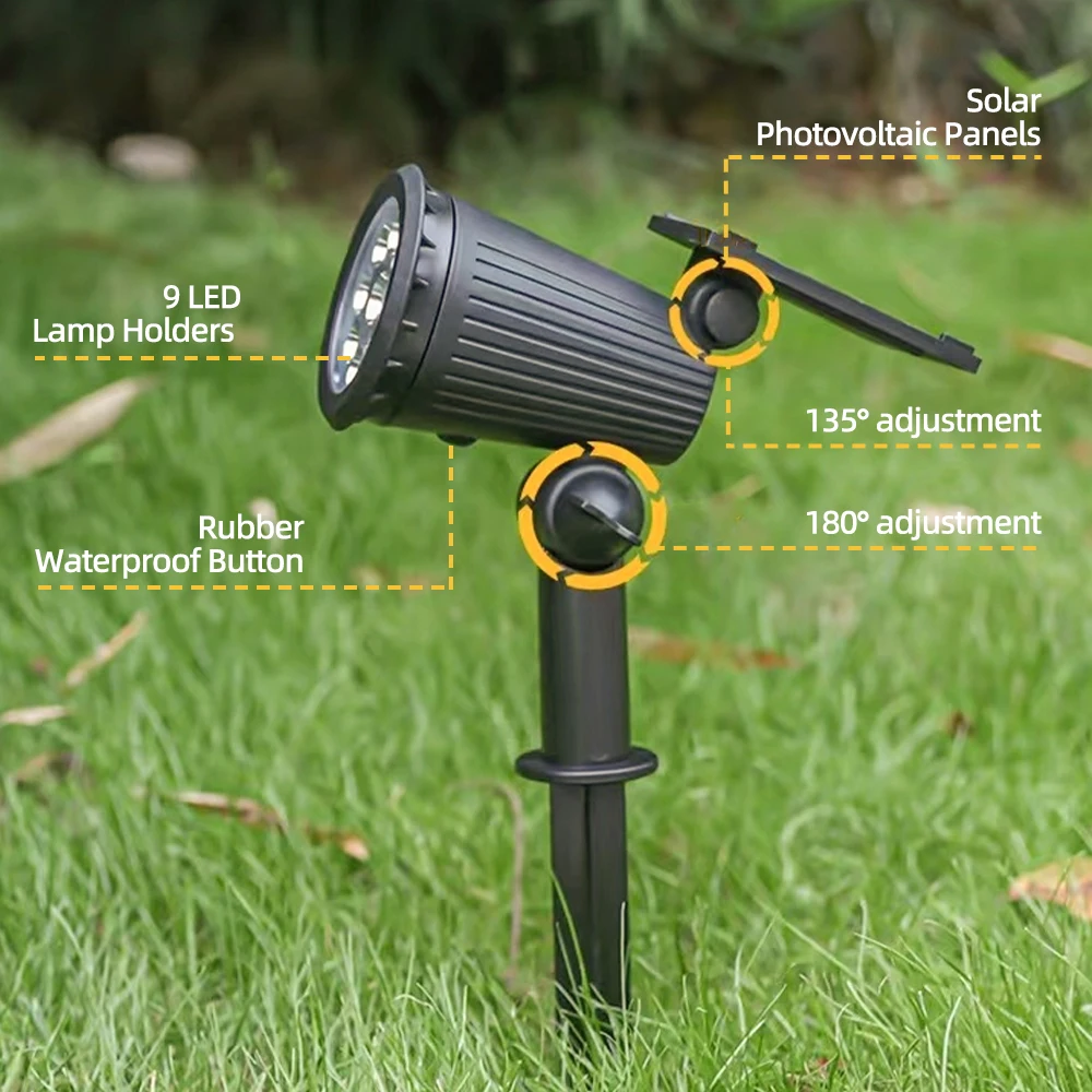 1/2PCS Solar Powered 9LED Lamp - Outdoor Lighting With Outlet 评论和价格