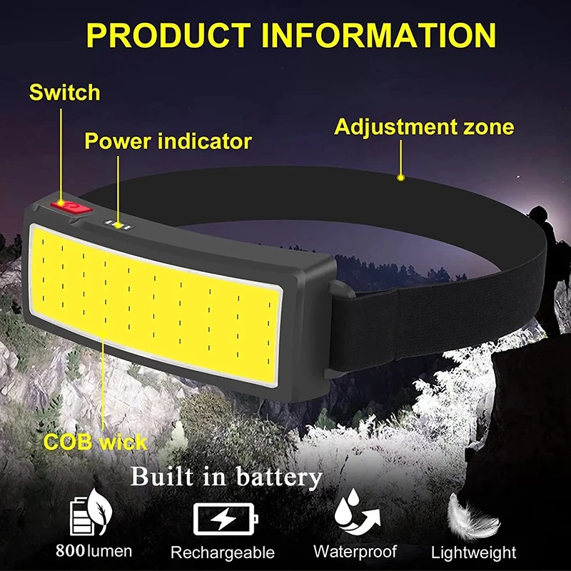 Powerful COB LED Headlamp 4 Li - Outdoor Lighting Quality 评论和价格