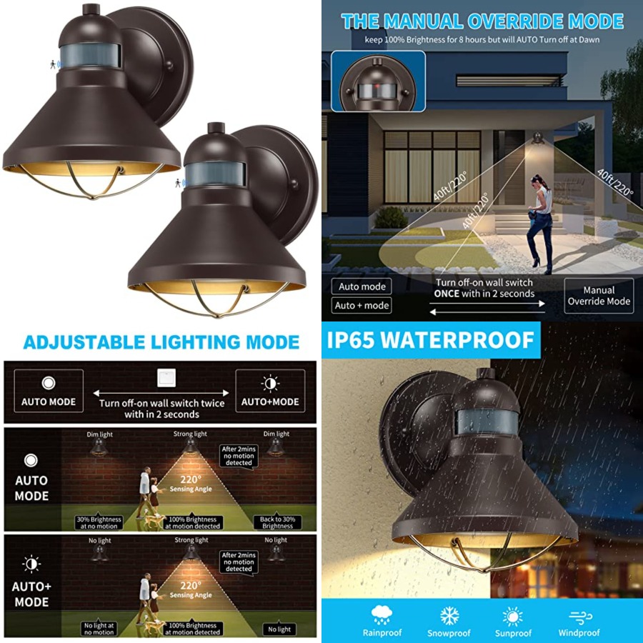 2 Pack Motion Sensor Outdoor L - Outdoor Lighting Fixtures 评论和价格