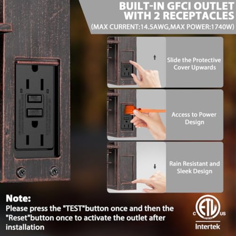 Outdoor Light with GFCI Outlet - Outdoor Lighting With Outlet 评论和价格