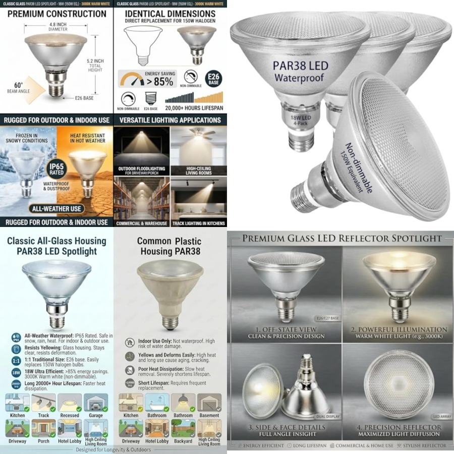 Glass Reflector PAR38 LED Bulb - Outdoor Lighting Bulbs 评论和价格