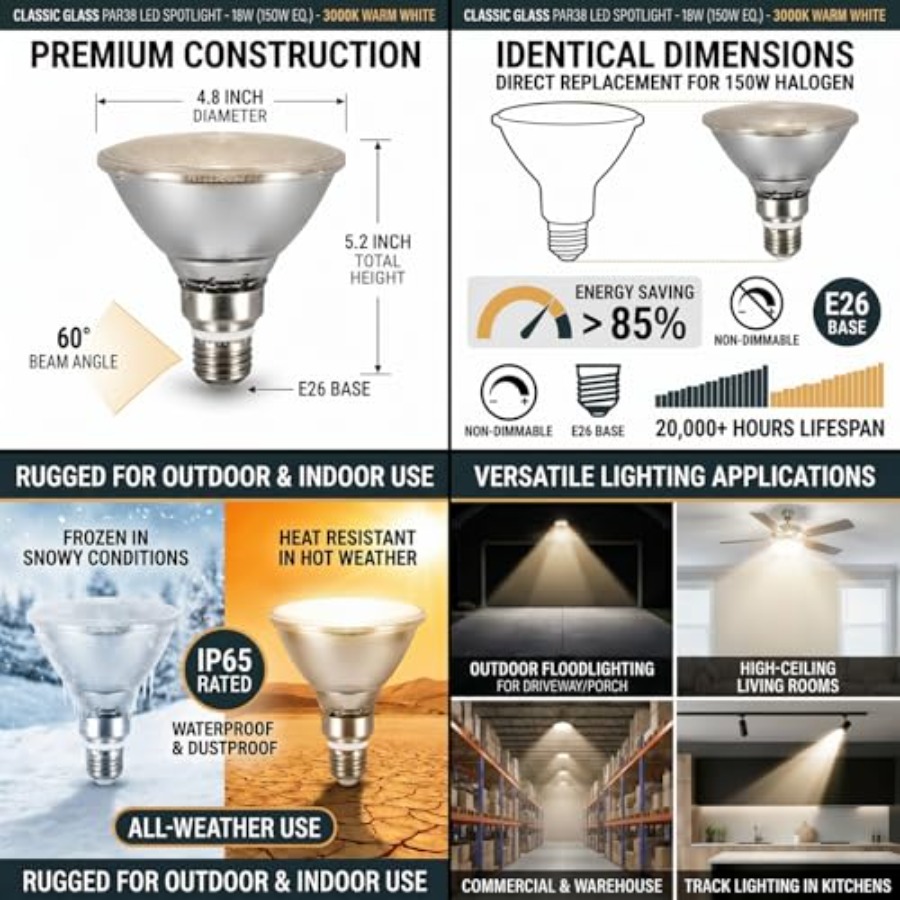 Glass Reflector PAR38 LED Bulb - Outdoor Lighting Bulbs 评论和价格