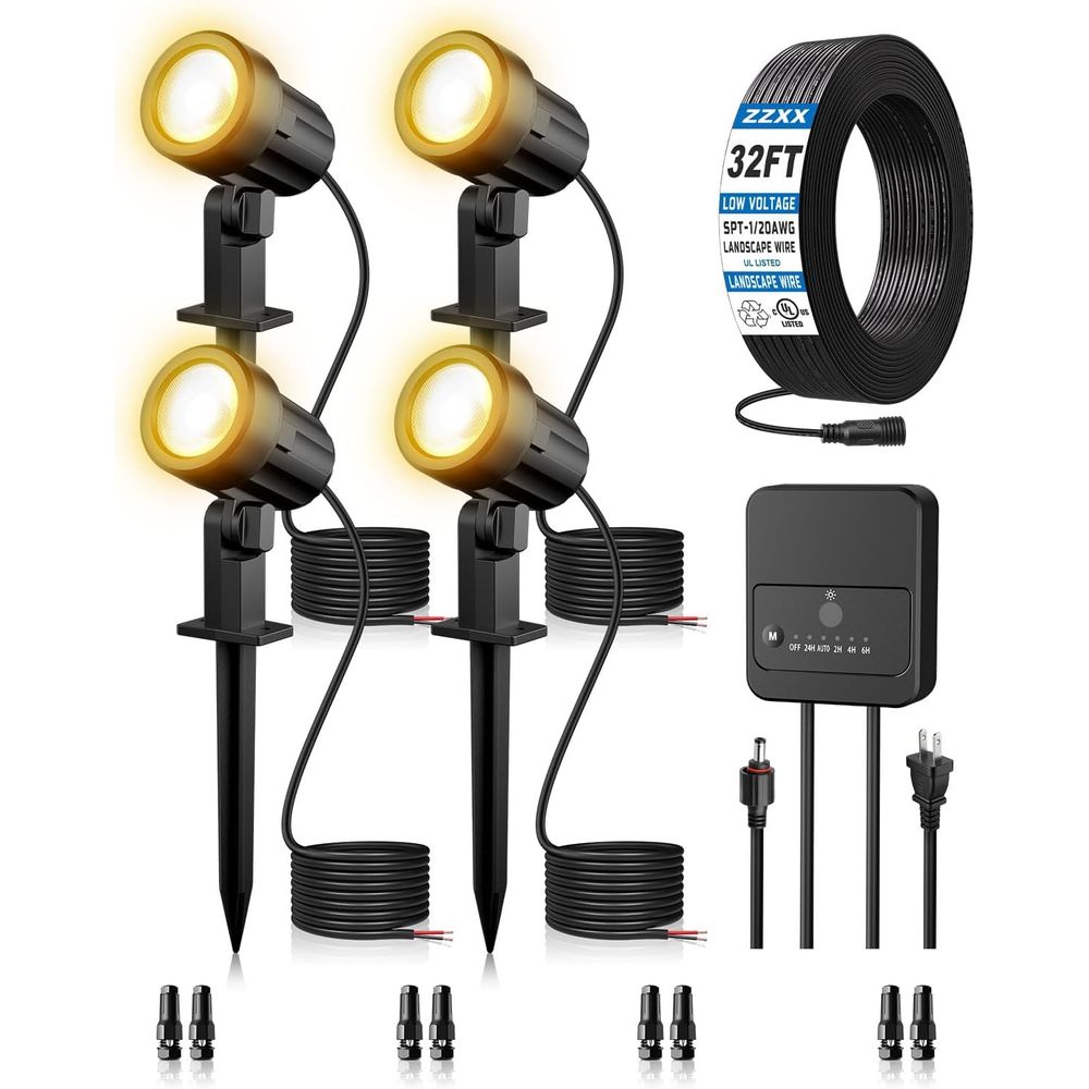 4-Pack LED Landscape Lighting  - Outdoor Lighting Kit With Transformer 评论和价格
