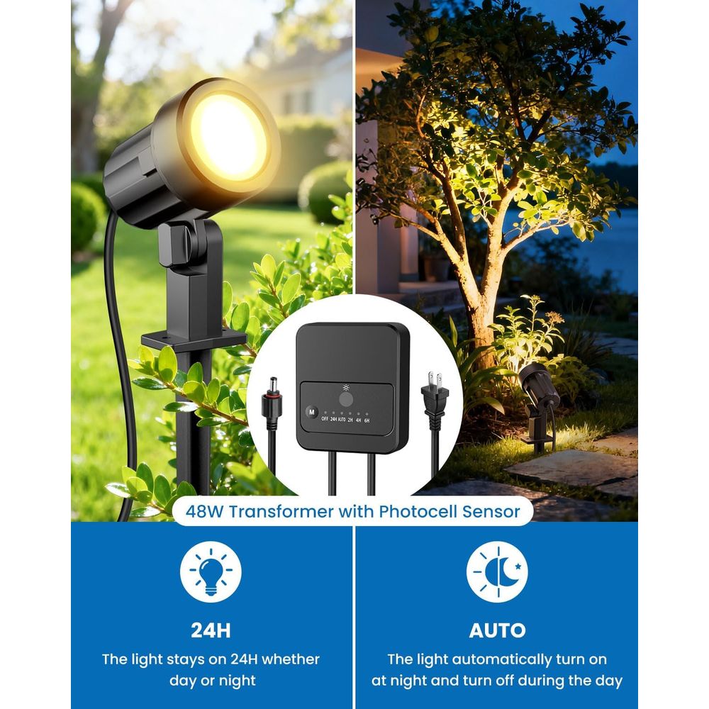 4-Pack LED Landscape Lighting  - Outdoor Lighting Kit With Transformer 评论和价格
