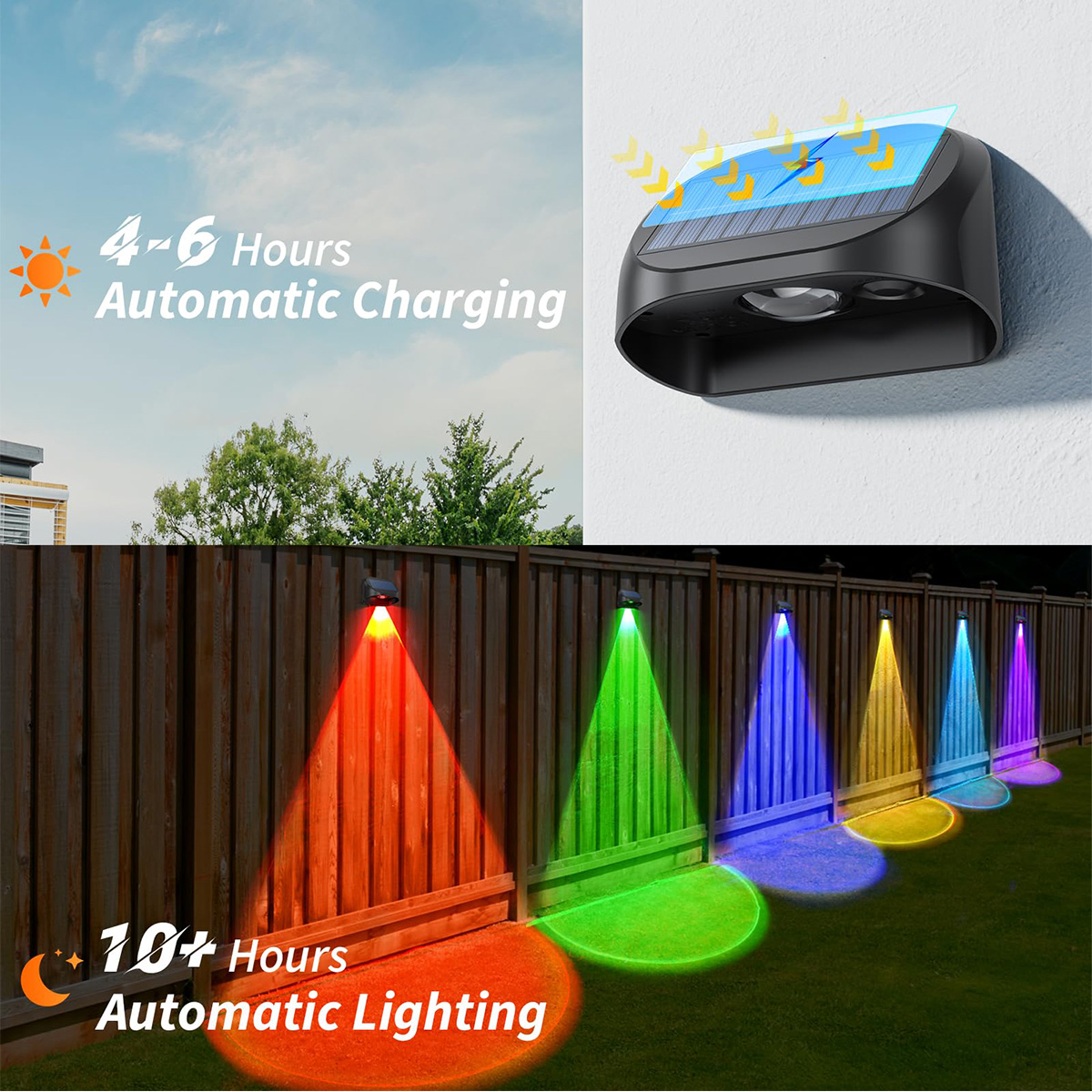 Solar Wall Lamp Solar Fence Li - Outdoor Lighting With Outlet 评论和价格