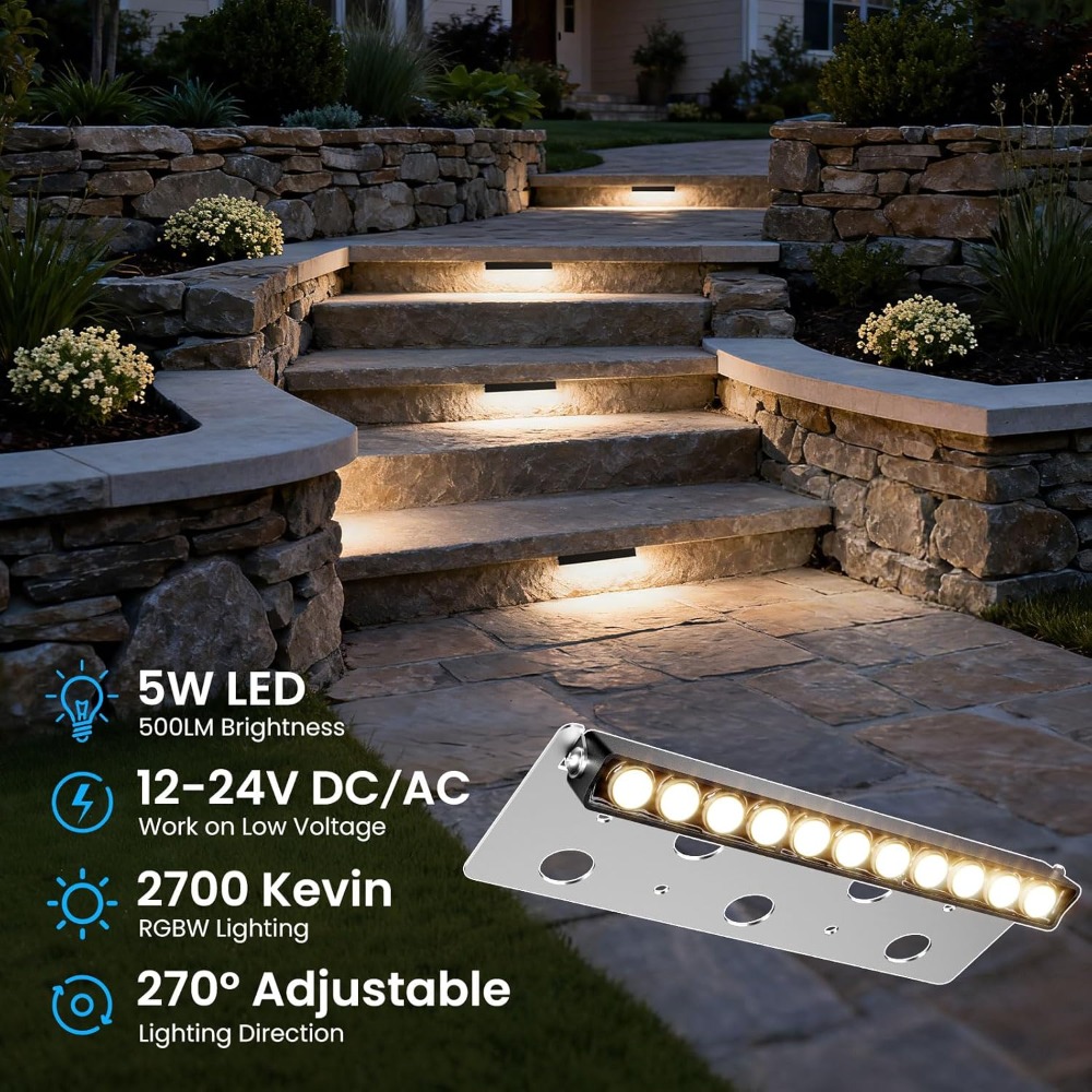 8 Inch Retaining Wall Lights,  - Outdoor Lighting Kit With Transformer 评论和价格