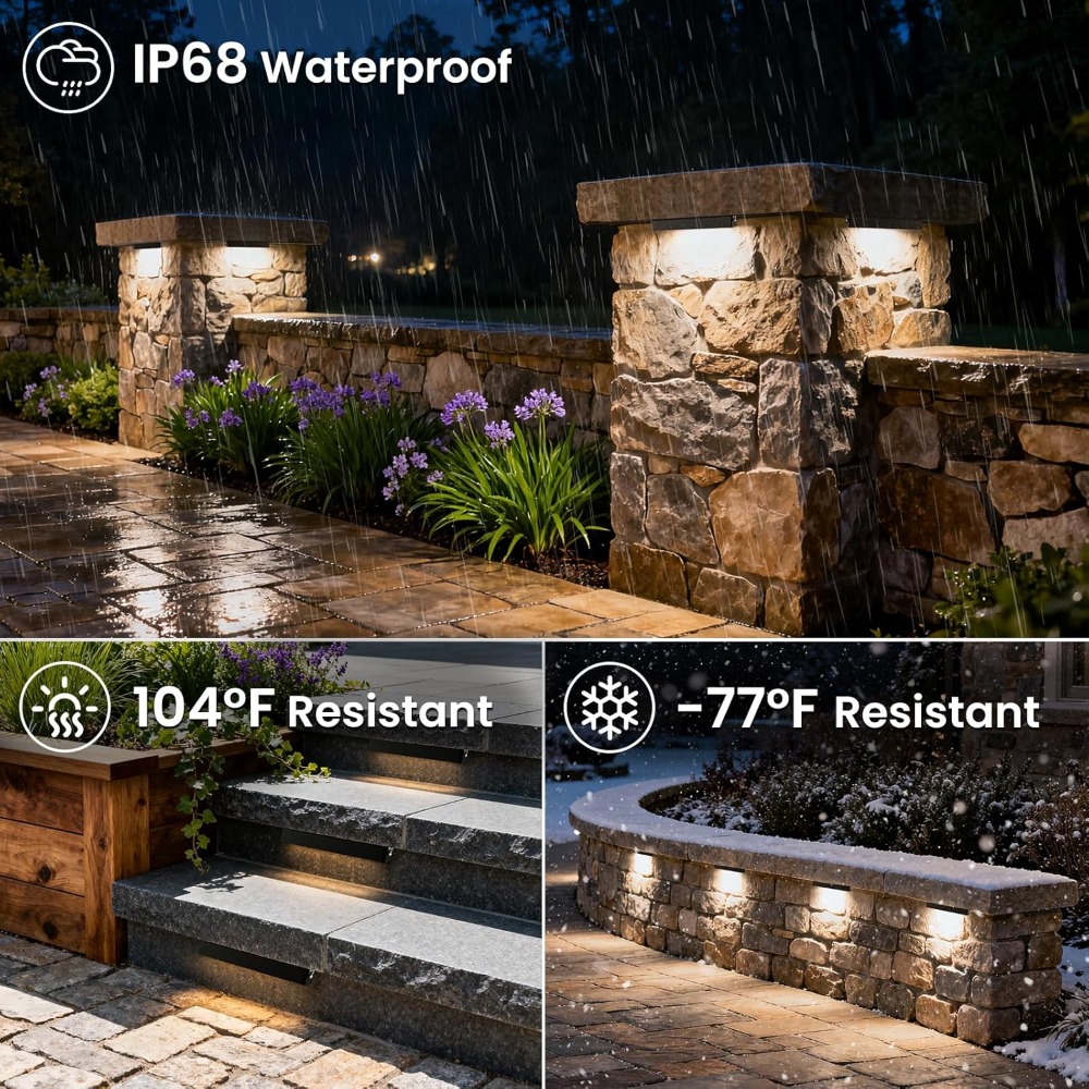 8 Inch Retaining Wall Lights,  - Outdoor Lighting Kit With Transformer 评论和价格