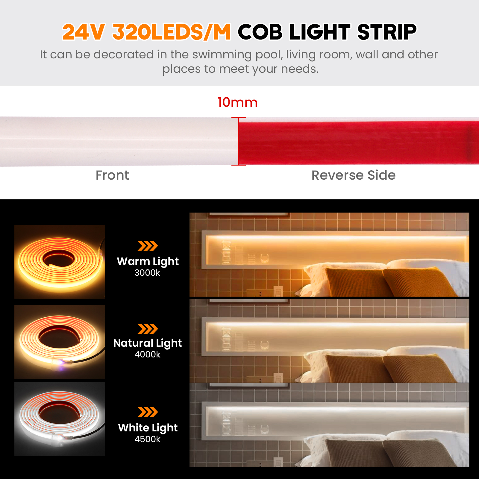 IP68 Waterproof COB LED Strip  - Pond Light Submersible 评论和价格