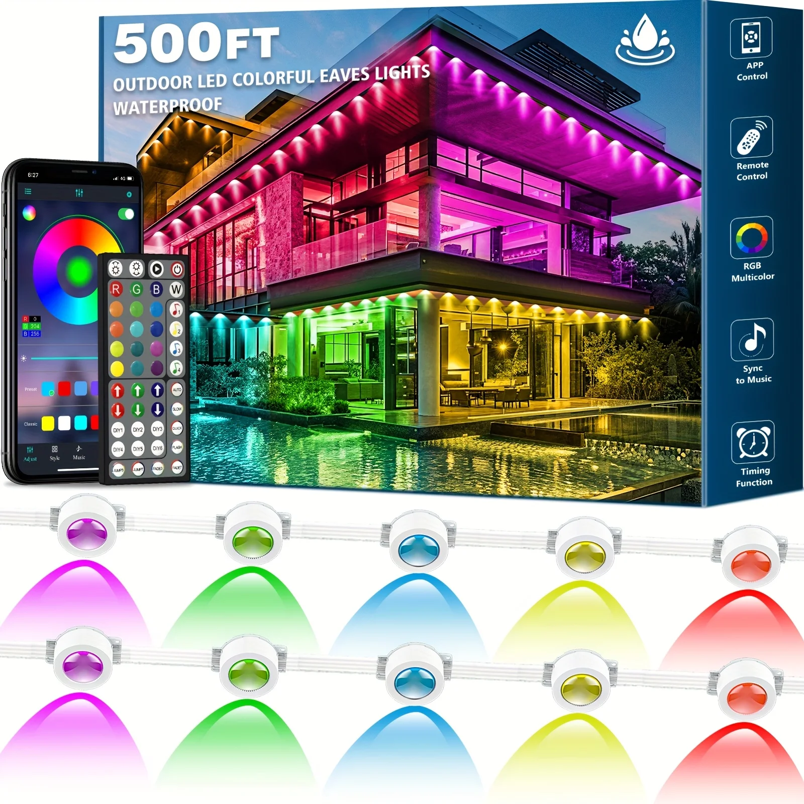 500 Feet, 250 Bulbs, IP67 Wate - Outdoor Lighting Bulbs 评论和价格
