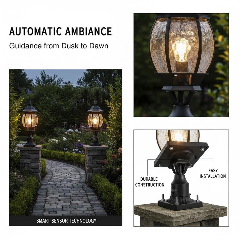 2-Pack Exterior Pillar Lantern - Outdoor Lighting Pathway 评论和价格