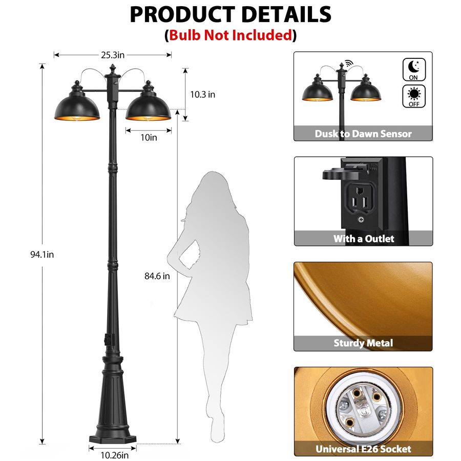 to Dawn Outdoor Lamp Post Ligh - Outdoor Lighting With Outlet 评论和价格