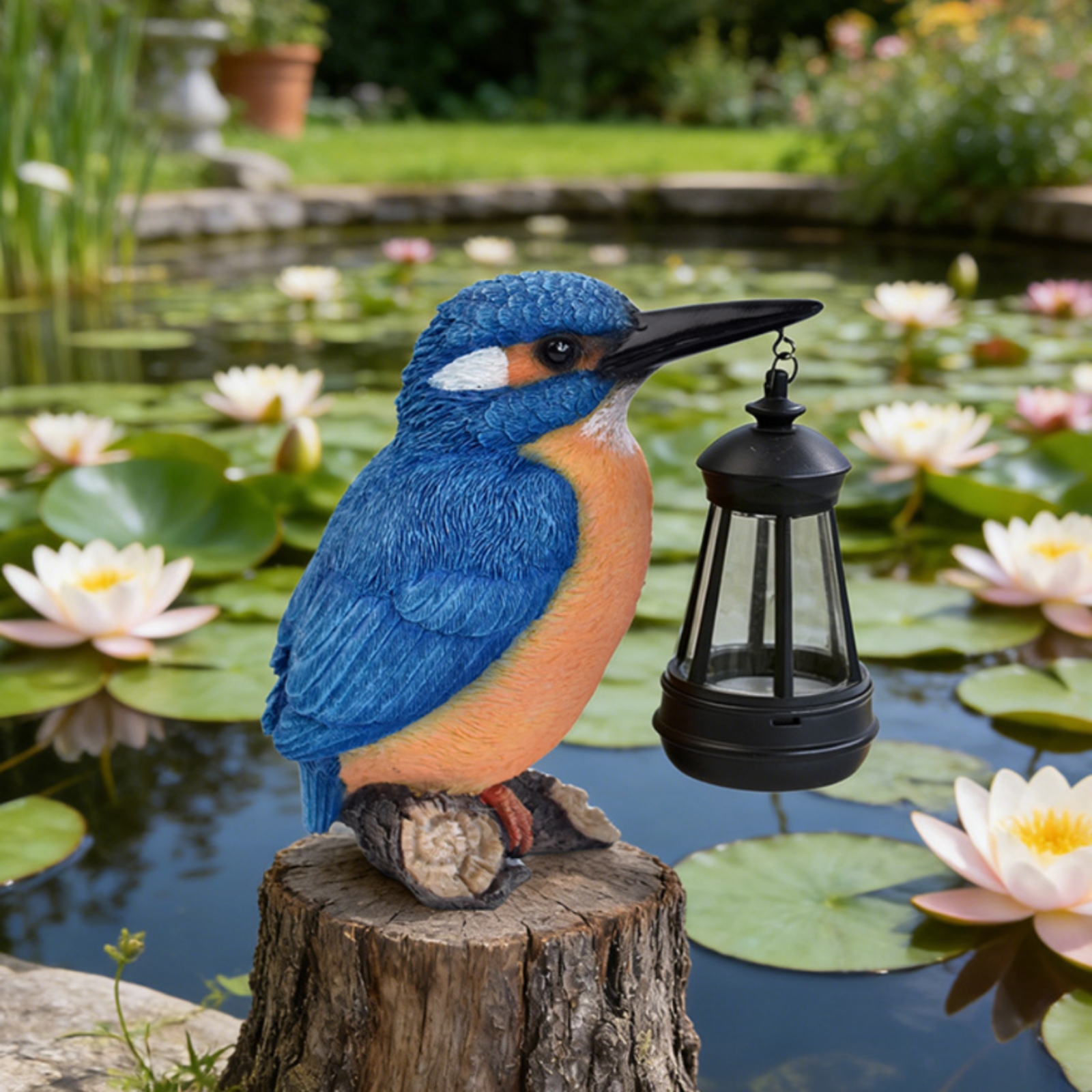 Solar Kingfisher Statue Resin  - Solar Lantern Hanging 评论和价格