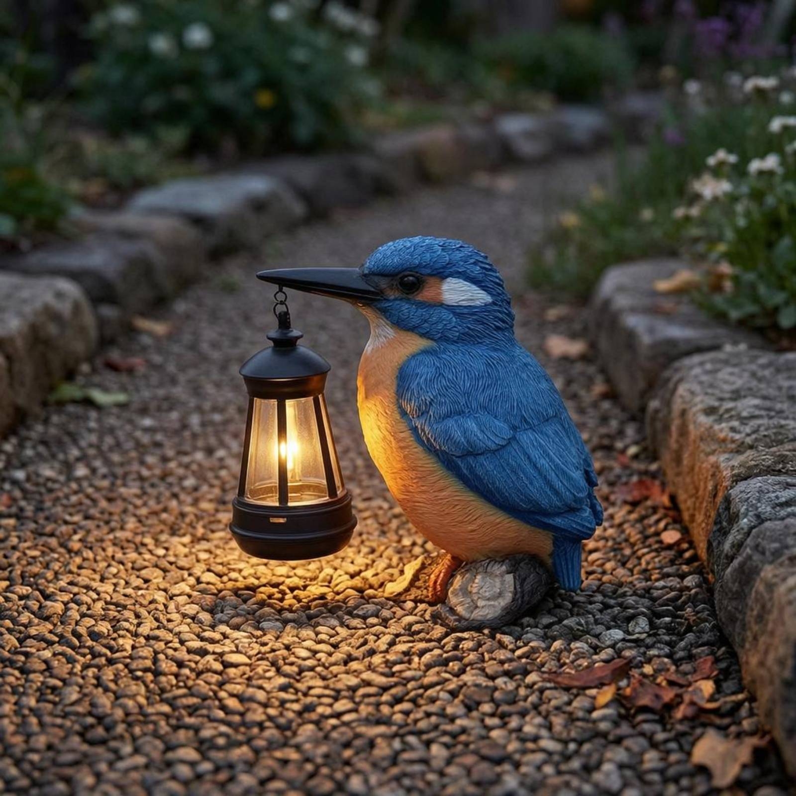 Solar Kingfisher Statue Resin  - Solar Lantern Hanging 评论和价格