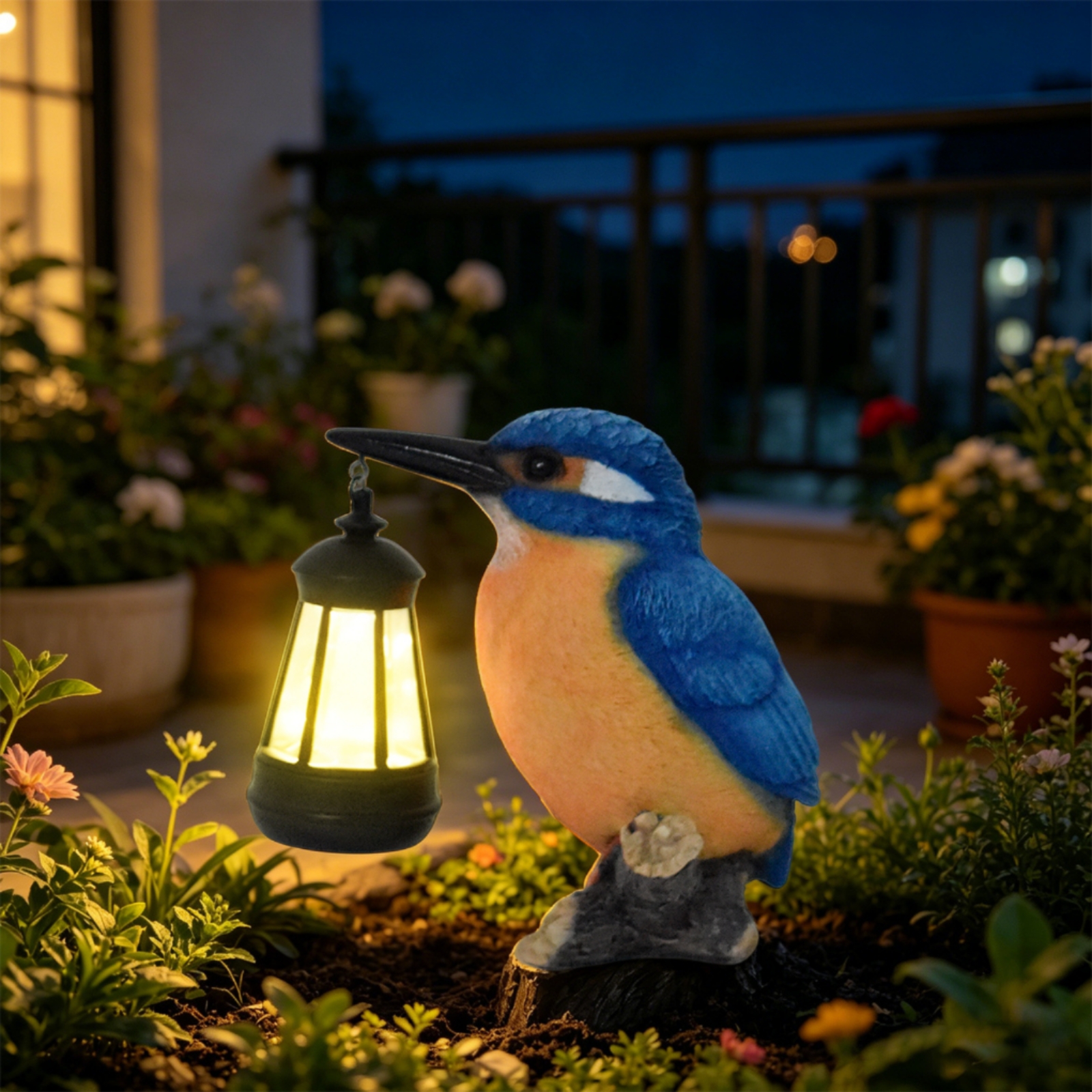 Solar Kingfisher Statue Resin  - Solar Lantern Hanging 评论和价格