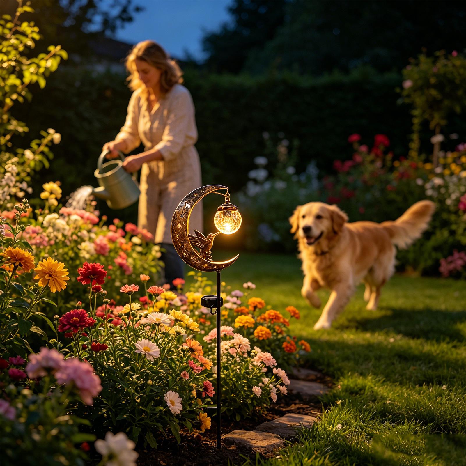 Solar Garden Stake Lights Moon - Outdoor Lighting Yard Stakes 评论和价格