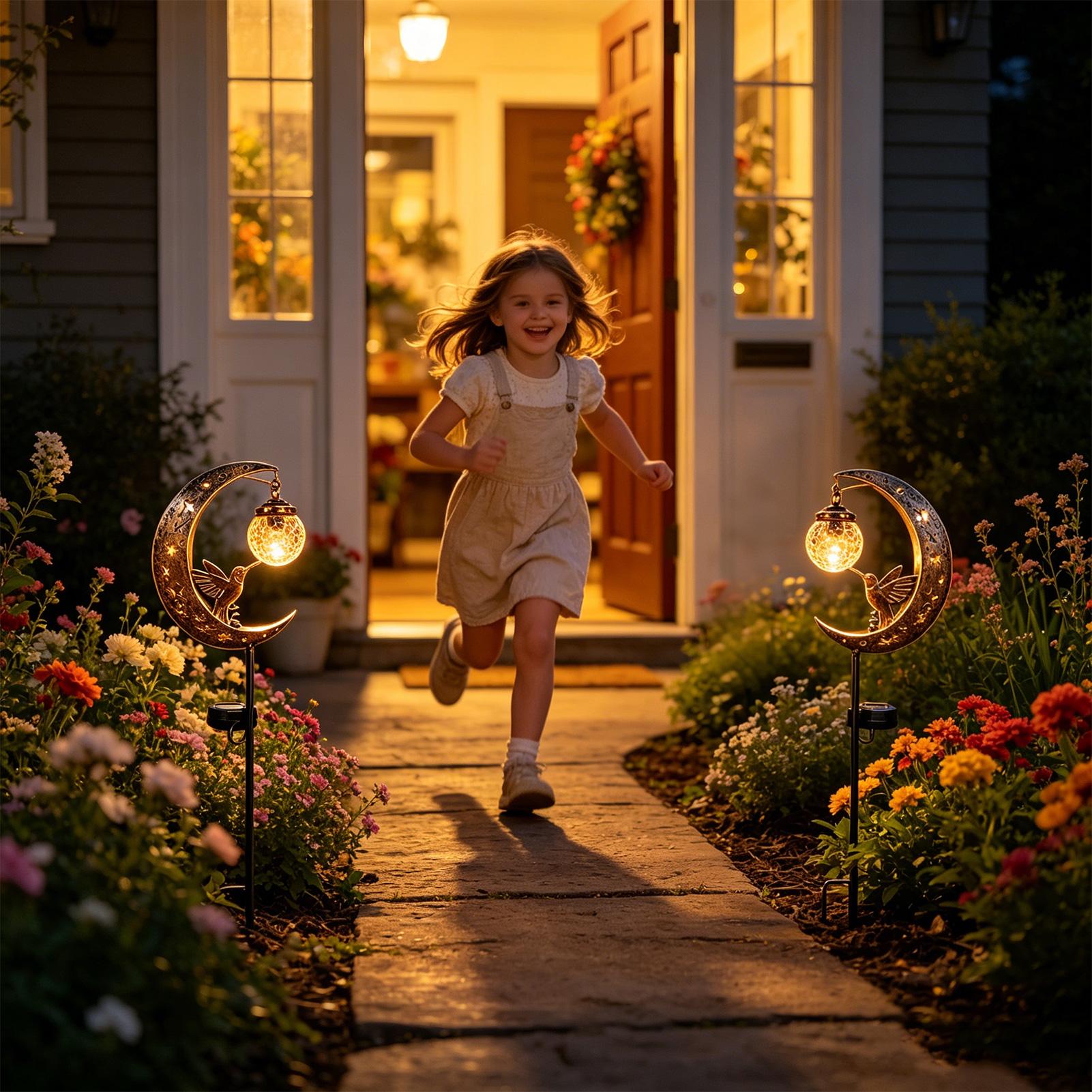 Solar Garden Stake Lights Moon - Outdoor Lighting Yard Stakes 评论和价格