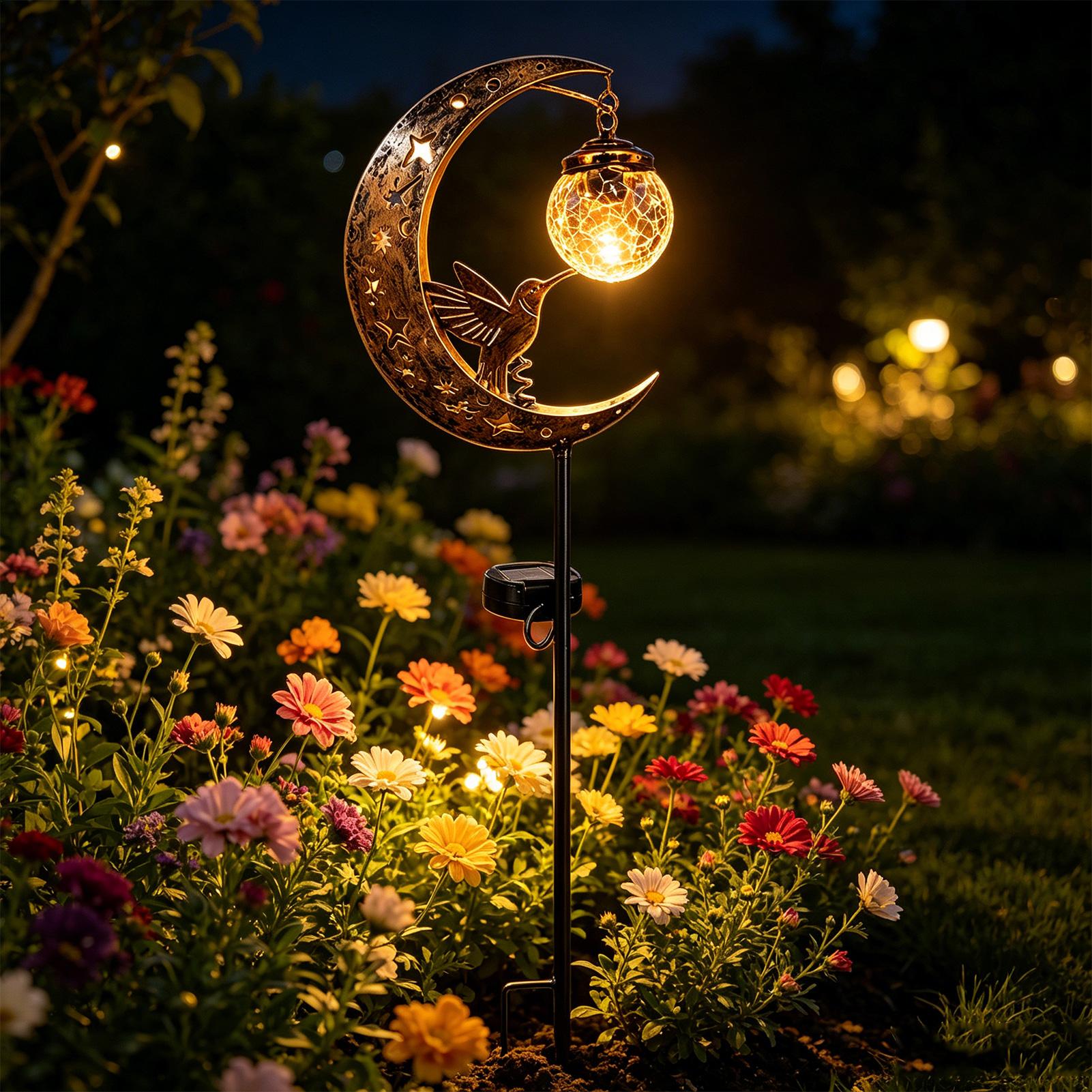 Solar Garden Stake Lights Moon - Outdoor Lighting Yard Stakes 评论和价格