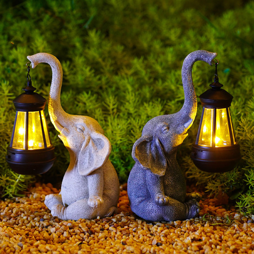 Resin Elephant Statue Ornament - Outdoor Lighting For Christmas 评论和价格