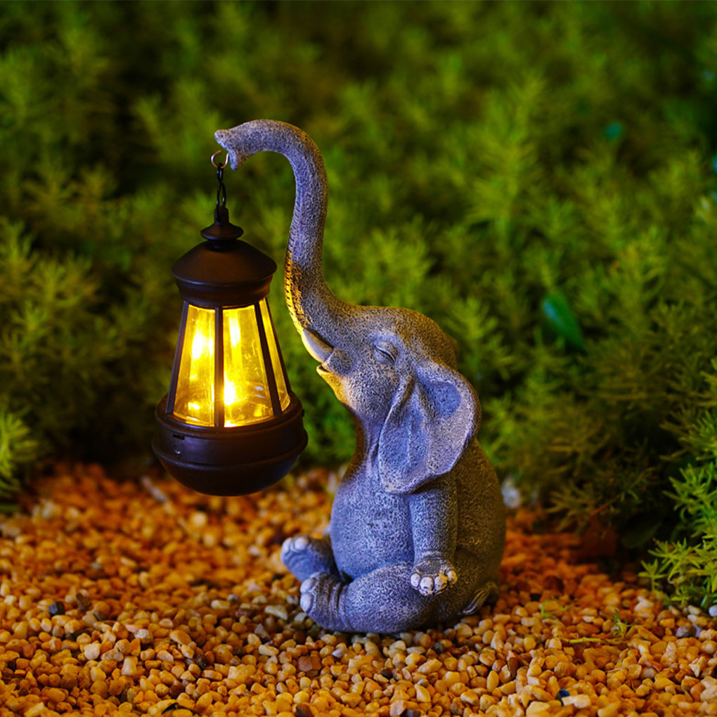 Resin Elephant Statue Ornament - Outdoor Lighting For Christmas 评论和价格