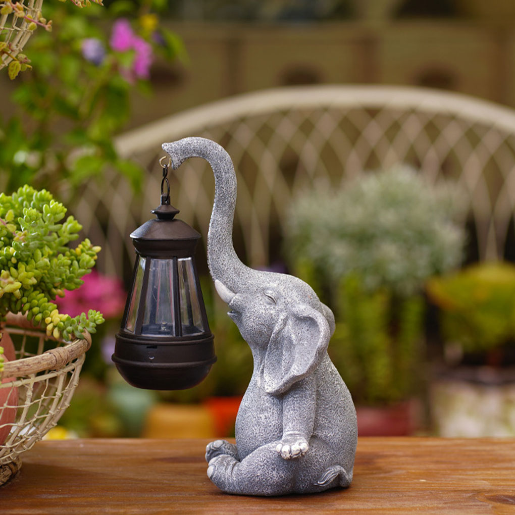 Resin Elephant Statue Ornament - Outdoor Lighting For Christmas 评论和价格