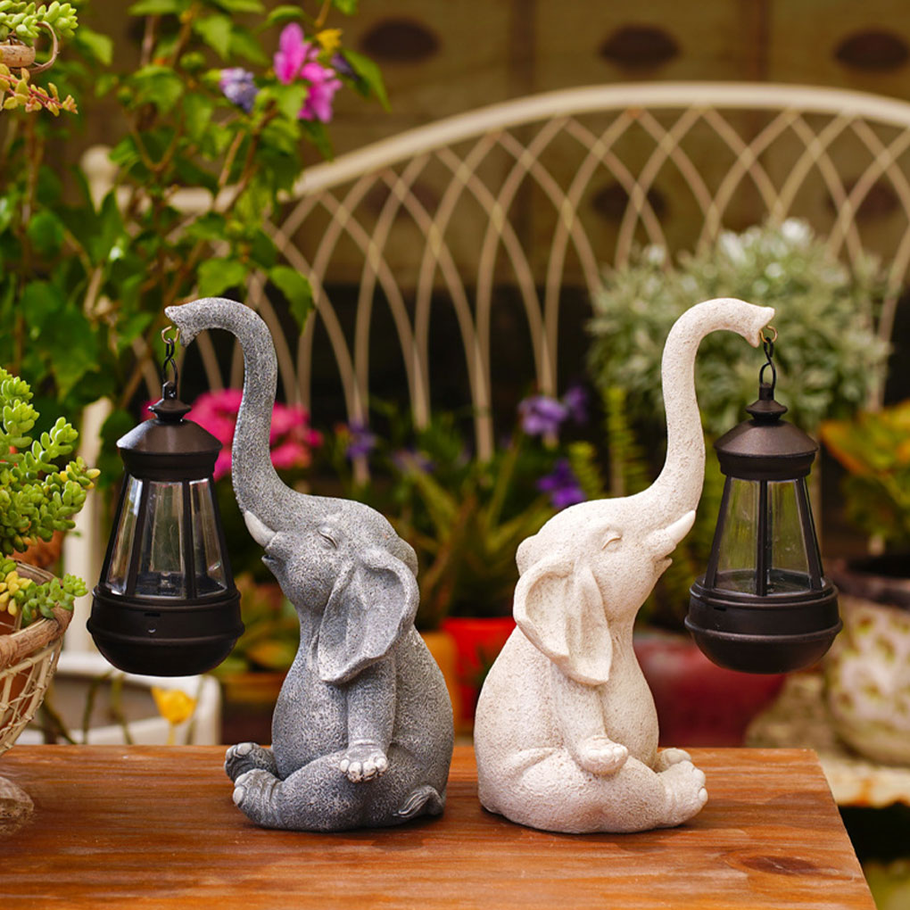 Resin Elephant Statue Ornament - Outdoor Lighting For Christmas 评论和价格