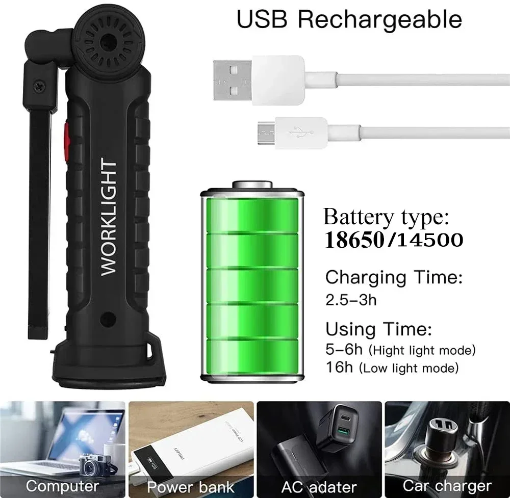 LED COB Flashlight USB Recharg - Outdoor Lighting Electric 评论和价格