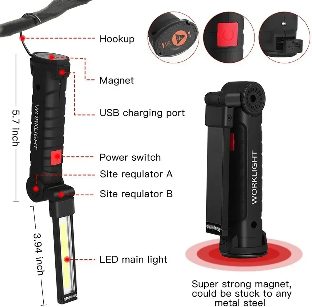 LED COB Flashlight USB Recharg - Outdoor Lighting Electric 评论和价格