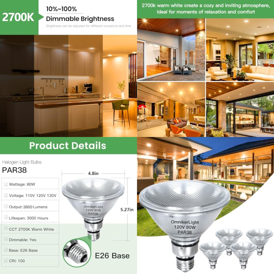PAR38 Flood Light Bulbs, 80W 1 - Outdoor Lighting Bulbs 评论和价格