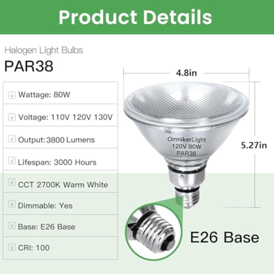 PAR38 Flood Light Bulbs, 80W 1 - Outdoor Lighting Bulbs 评论和价格