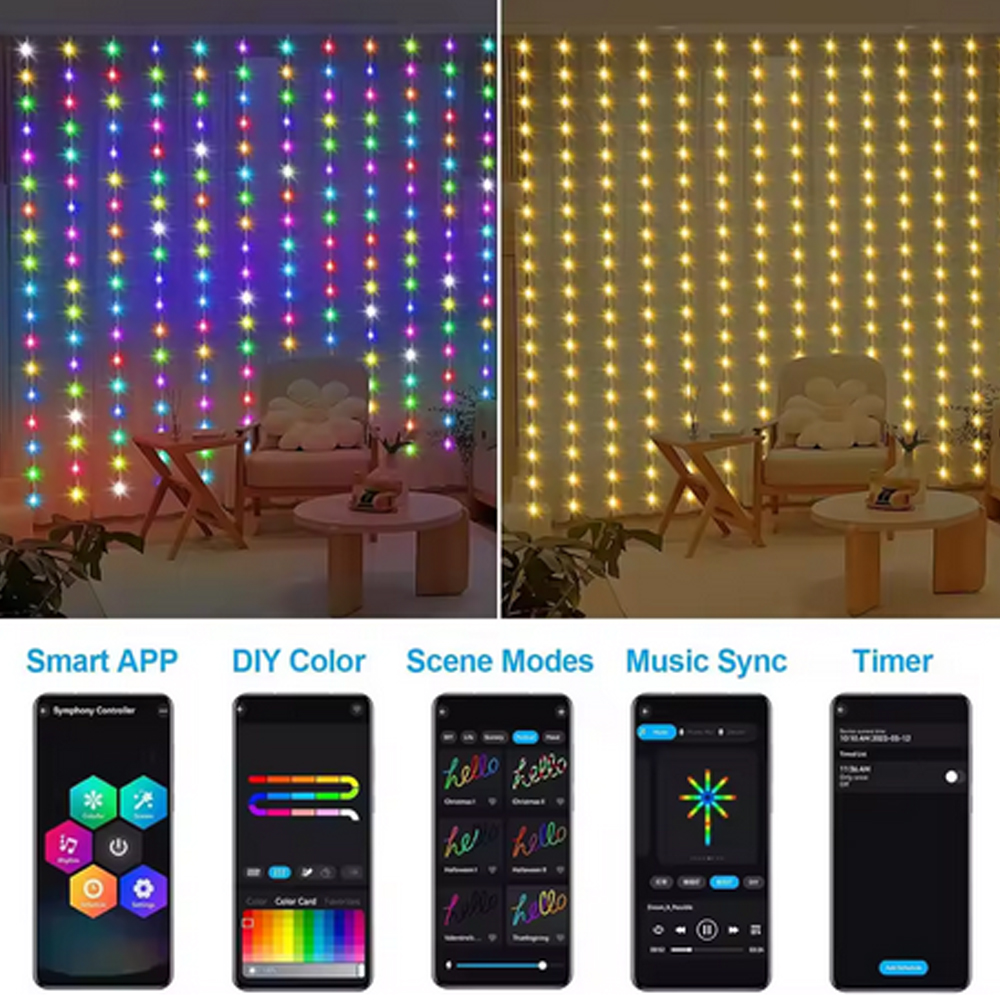 3M RGB Smart LED Curtain Light - Lighting Wedding Outdoor 评论和价格