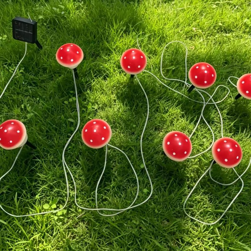Solar Mushroom String Lights W - Outdoor Lighting Yard Stakes 评论和价格