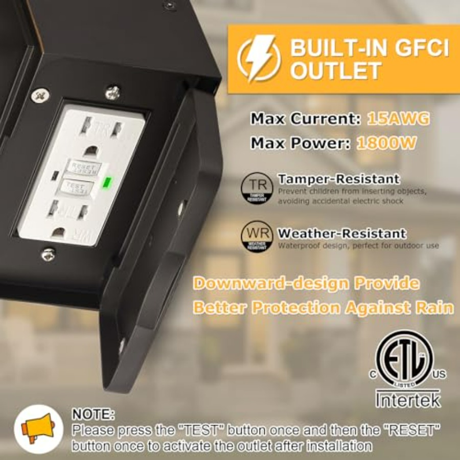 Porch Light with GFCI Outlet B - Outdoor Lighting With Outlet 评论和价格