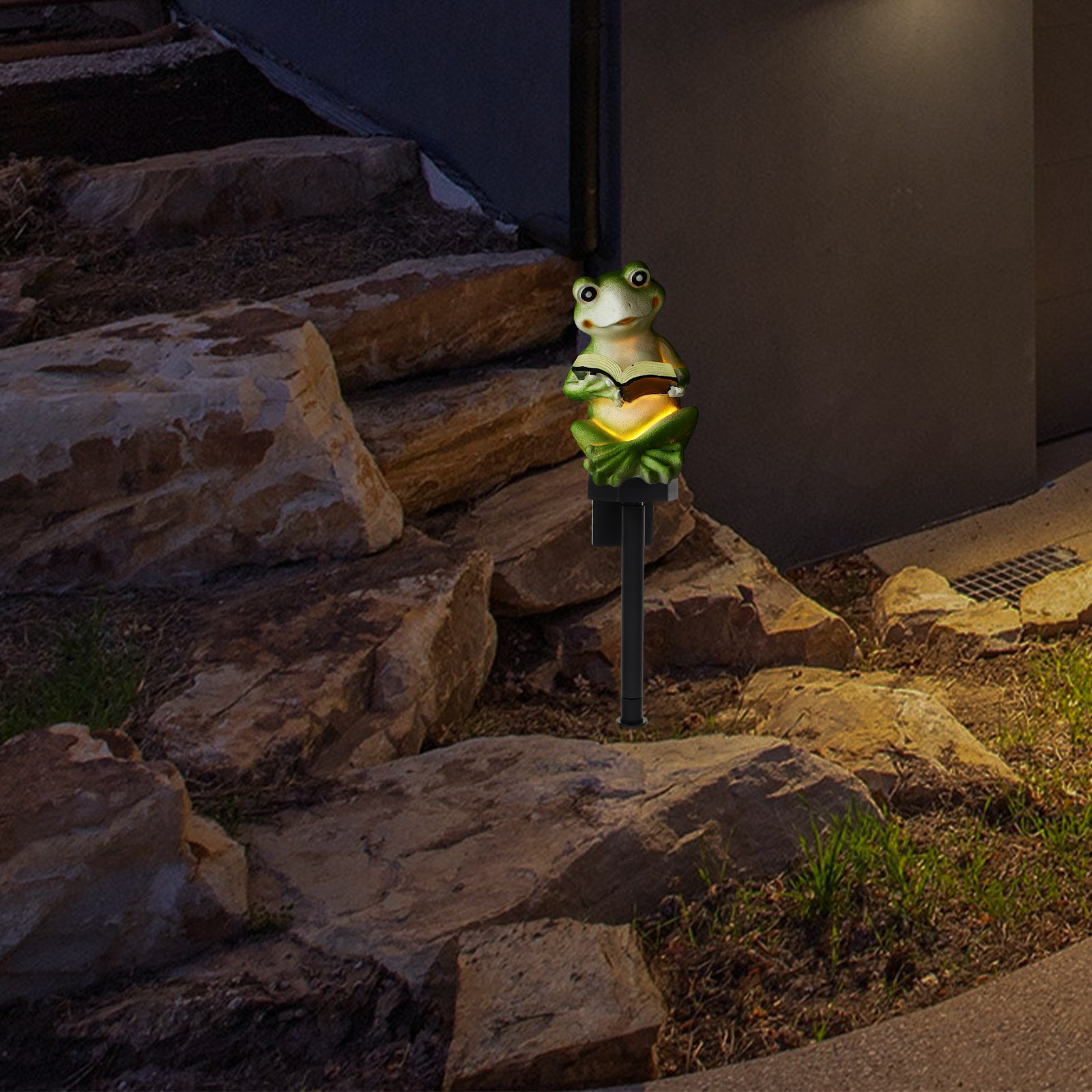 Solar Frog Lights Resin Garden - Outdoor Lighting Yard Stakes 评论和价格